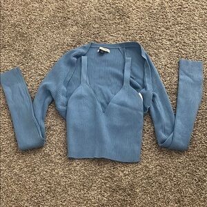 American Eagle Outfitters Blue Ribbed Top